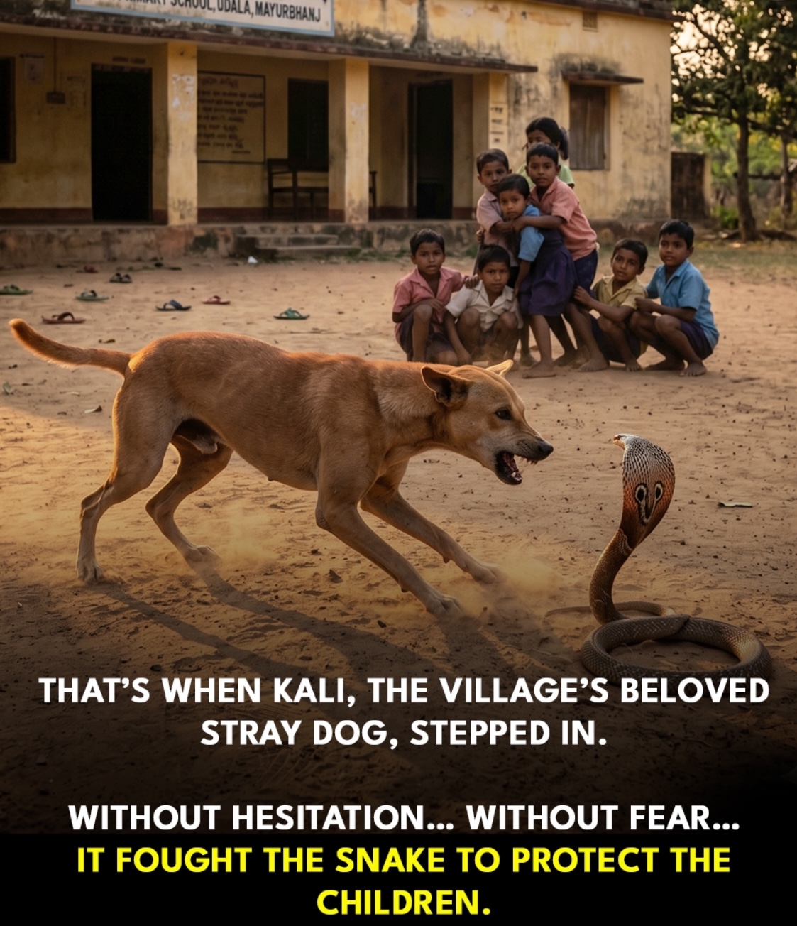 Heroic Stray Dog Named ‘Kali’ Sacrifices Life to Save 30 Kindergarten Children from Cobra in Odisha